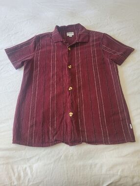 Rhythm Button Down Short Sleeve Shirt Mens L Cotton Boho Festival Retro Baja 70s